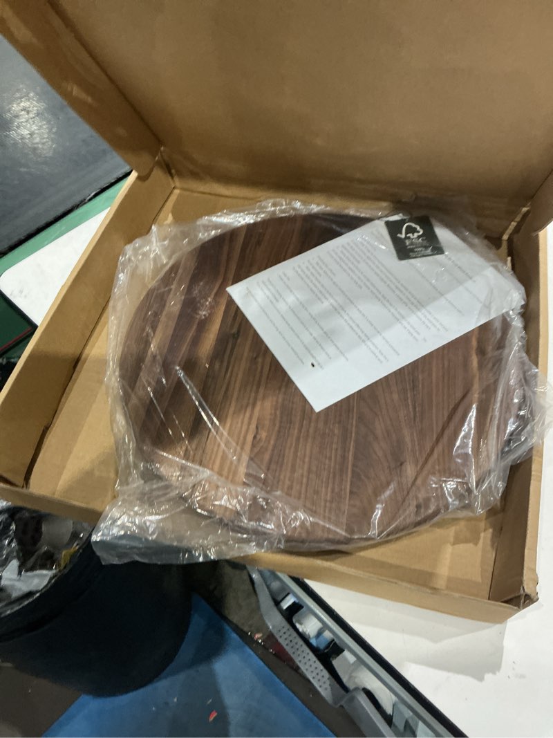 Condition photo showing New/Like New for 18 inches black walnut wood lazy susan, solid wooden round kitchen turntable rotating tray