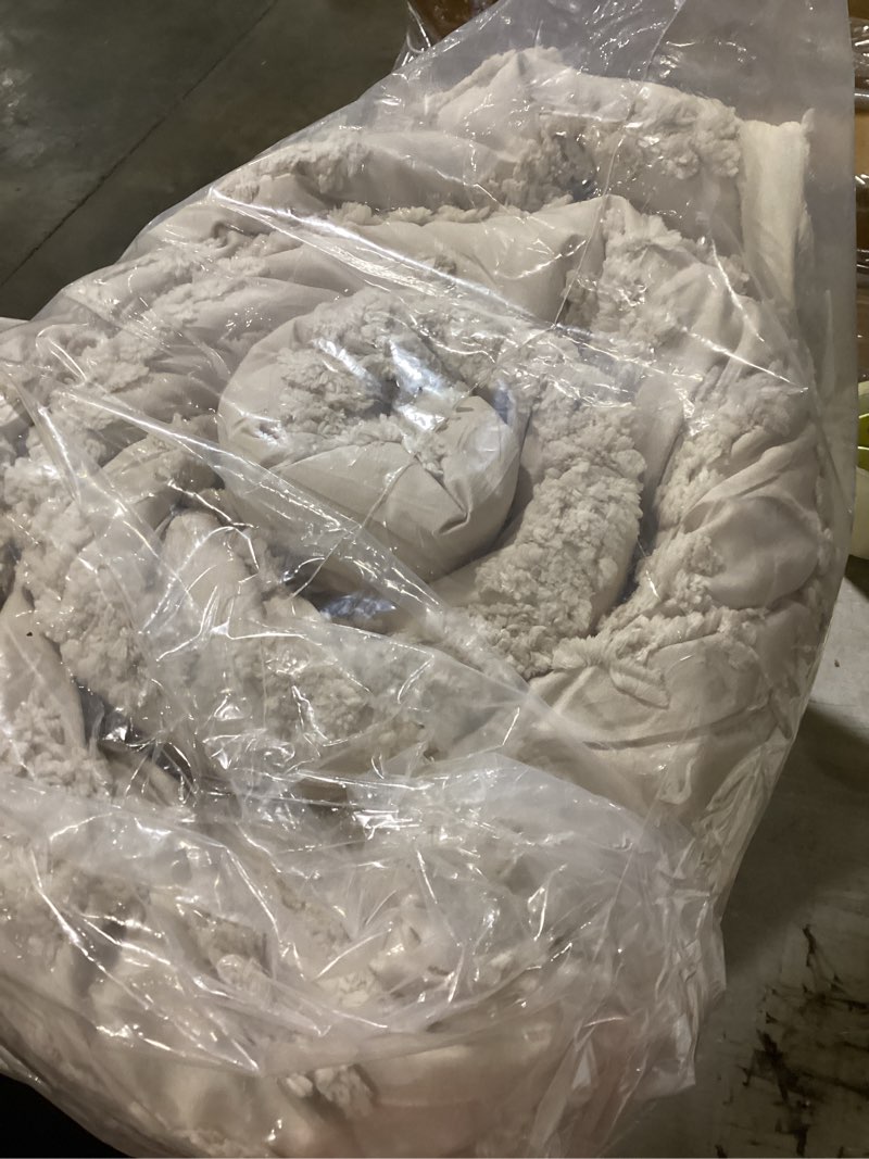 Condition photo showing Good Condition for blanket only.. similar design…manyshofu 5pcs boho queen duvet cover set - tufted beige duvet cover pattern, shabby chic boho bedding set textured comforter covers with embroidery pillow shams queen beige