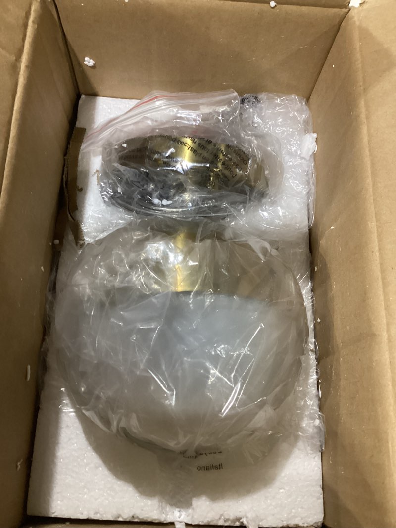 Condition photo showing Good Condition for lms 6-inch brushed gold pendant light fixtures, mid century pendant light fixtures with white globe glass, adjustable hanging cord ceiling light fixtures for dining room bathroom, lms-186bgs gold 6" white glass, 1 pack