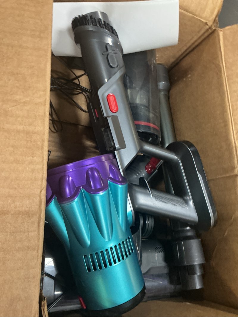 Condition photo showing As Is for cordless vacuum cleaner, 8 in 1 powerful suction lightweight vacuum cleaner for home, led display, 3 suction modes, 45mins detachable battery vacuum for hard floor carpet pet hair