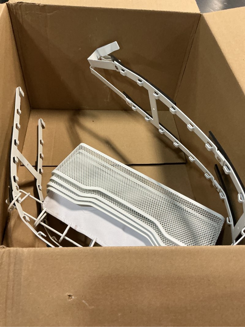 Condition photo showing Good Condition for Adjustable Over The Door Organizer, Hanging Door Storage with PVC Pocket and 4 Metal Baskets Wall Mount, Closet Door Organizer Behind Door Rack for Bathroom Bedroom Closet, White