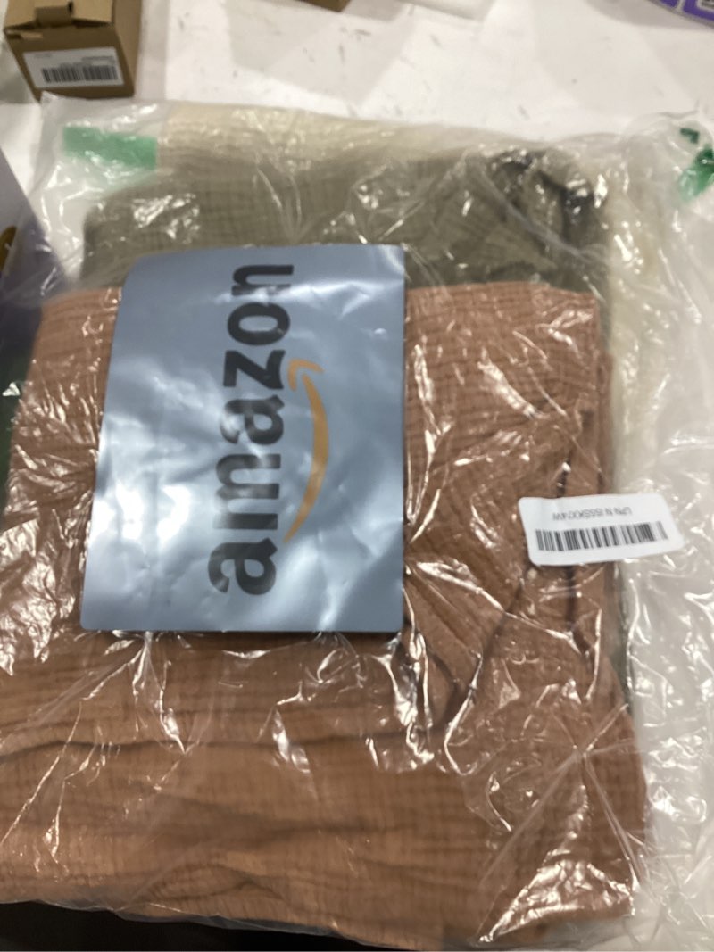 Condition photo showing New/Like New for lulumoon Muslin Swaddle Blanket Baby - Cotton Swaddling Blanket Soft Baby Receiving Blankets Neutral 3Pack(Olive) 3-earth