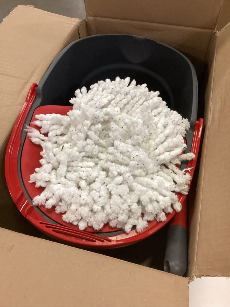Condition photo showing As Is for O-Cedar EasyWring Microfiber Spin Mop, Bucket Floor Cleaning System, Red, Gray, Standard Easywring Spin Mop & Bucket
