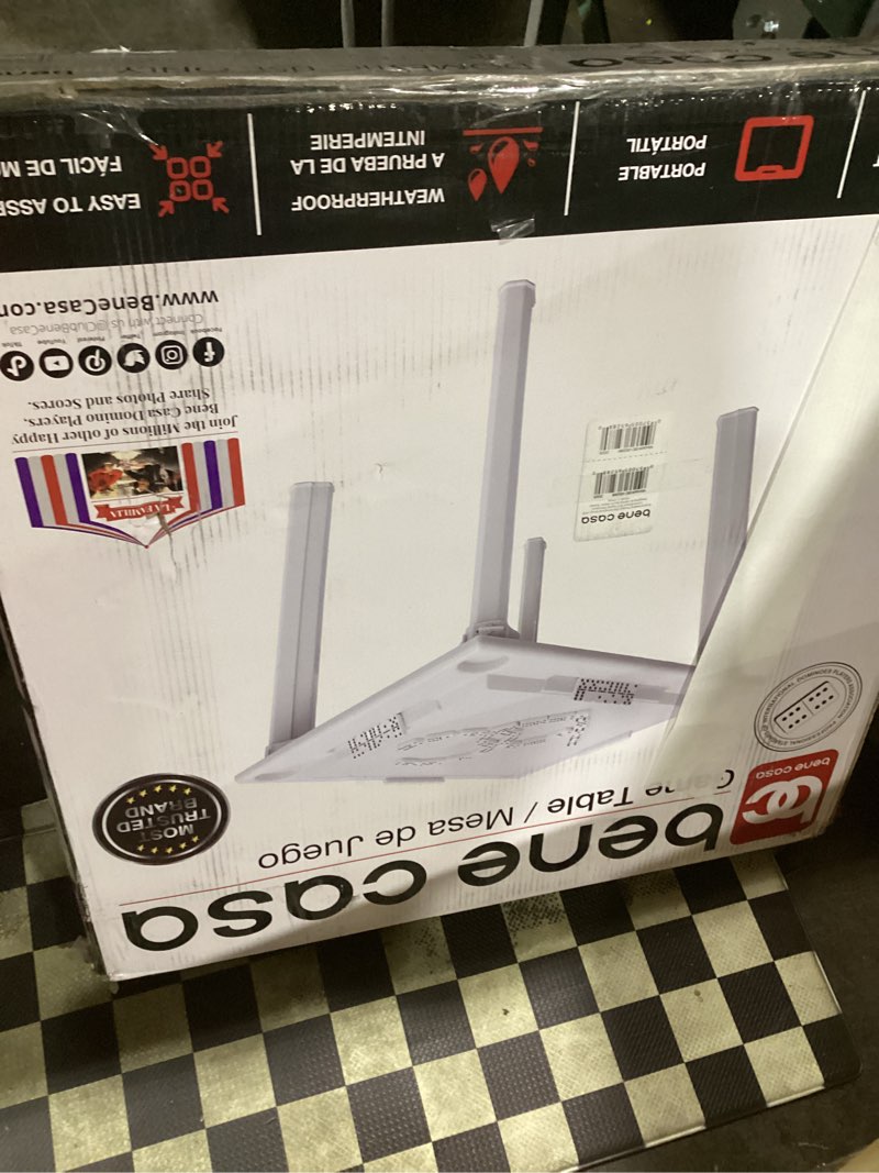 Condition photo showing Good Condition for Bene Casa Waterproof Plastic Game Table With Drinks Holder, built in tile rack, removable leg Game Table, indoor or outdoor portable Game Table