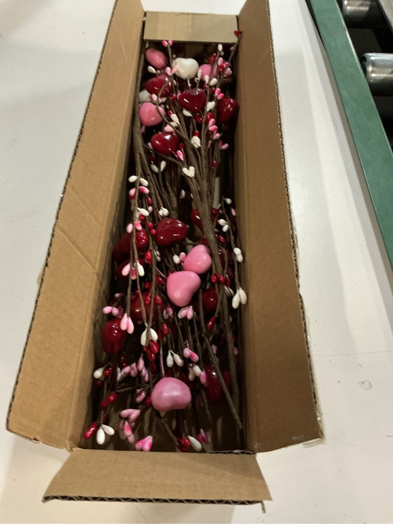 Condition photo showing Good Condition for Yunfan 6Pcs Valentines Day Decorations Valentines Decor Red Pink White Heart Shaped Berry Picks Artificial Flowers for Valentines Day Gifts Wedding Home Decor 17in
