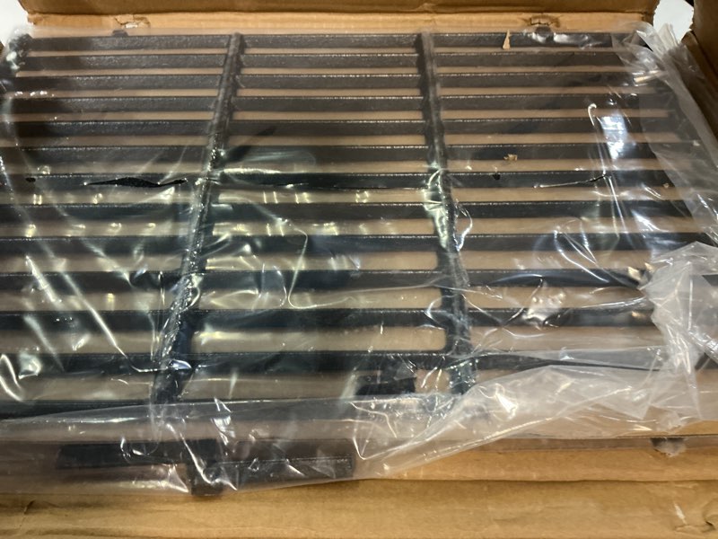 Condition photo showing As Is for direct store dc132 19.5” x 12.9" grill grates replacement for weber 7524, 7528, genesis 300 e/s 310 320 330 ep310 ep320 ep330 gas grill (2007-2016 only), set of 2 cast iron cooking grid grates cast iron grates for weber genesis 300(2007-2016)