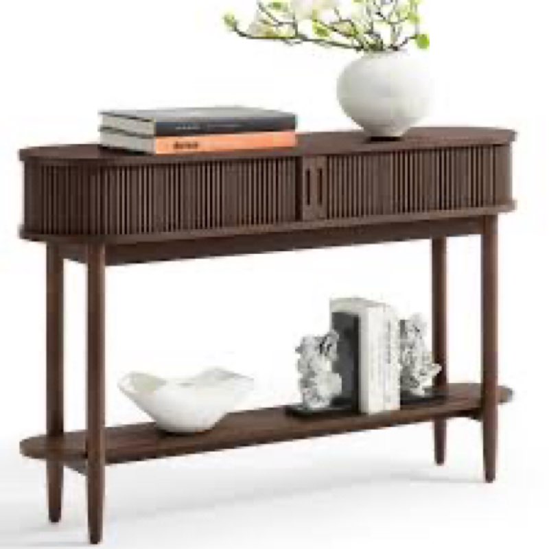 LINSY Fluted Console Table with Storage, Entryway Table Wood Entrance Tables for Front Door, Behind 