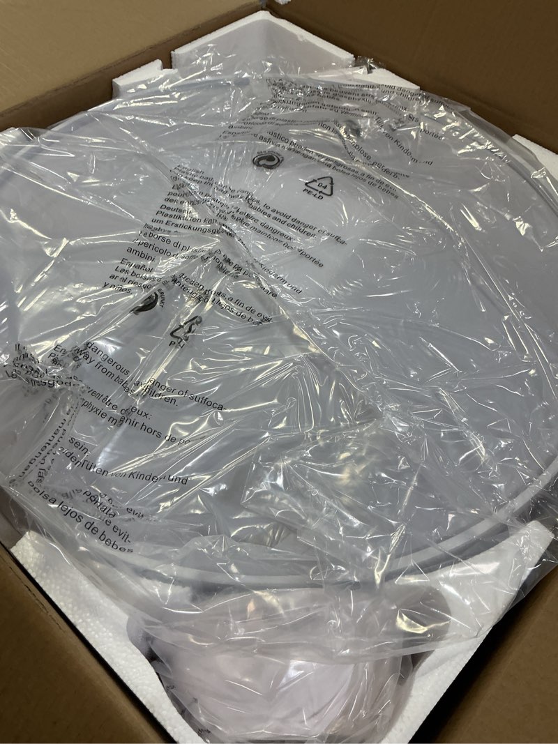 Condition photo showing New/Like New for Depuley Retractable Ceiling Fans with Lights: 42 Inch Modern Fandelier Ceiling Fan with Light Remote & APP Control - White Dimmable LED Chandelier Fan Invisible Blades Reversible for Living Room White 42 Inch