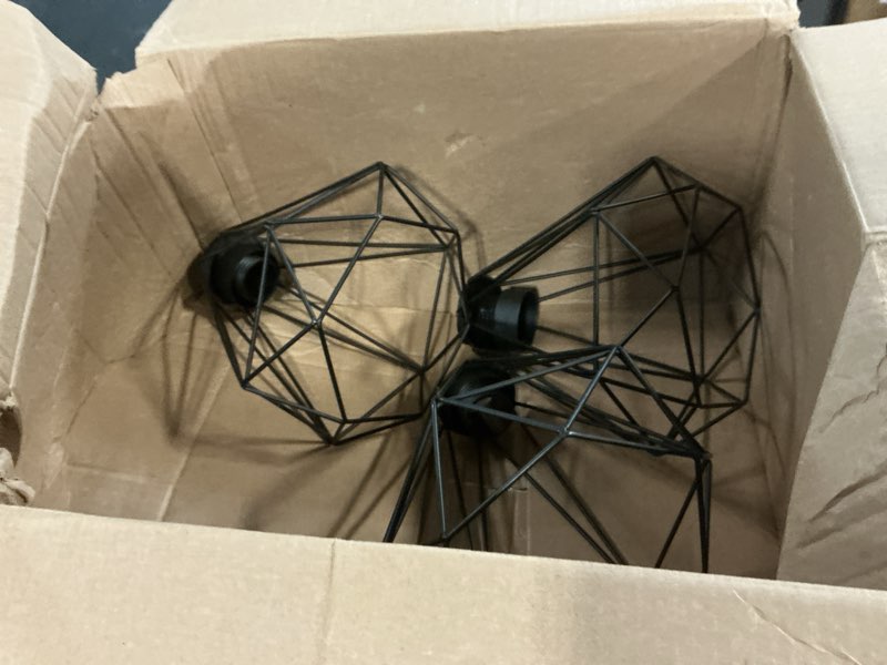 Condition photo showing New/Like New for metal pendant lamp shade cover, 8 inch black hanging light bulb cage covers guard, industrial iron replacement light shade, vintage light fixture covers decorative shade only, 3 pack,e26 3 packs