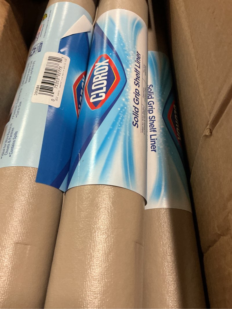 Condition photo showing Good Condition for EasyLiner with Clorox Solid Grip Shelf Liner - Easy to Cut & Install for Closet, Pantry, Wire Shelves, Kitchen Cabinets - Non Adhesive Non Slip Shelf Liner - 20" x 6 ft. - 6 Roll Project Pack - Beige Taupe