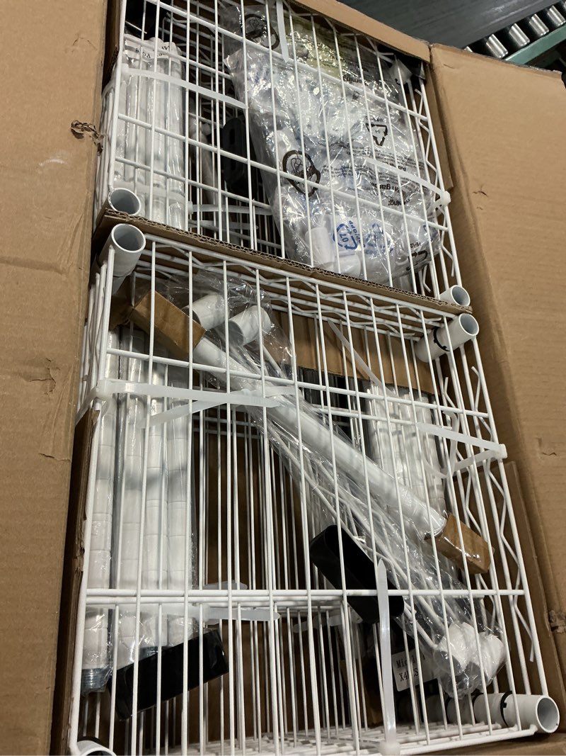 Condition photo showing New/Like New for Ulif E11 Heavy-Duty Garment Rack, Metal Freestanding Clothes Rack and Closet Storage Organizer with 8 Shelves and 4 Hanger Rods, (73.2-97.6)" W x 14.5" D x 71.2" H, Load 1034 LBS, White