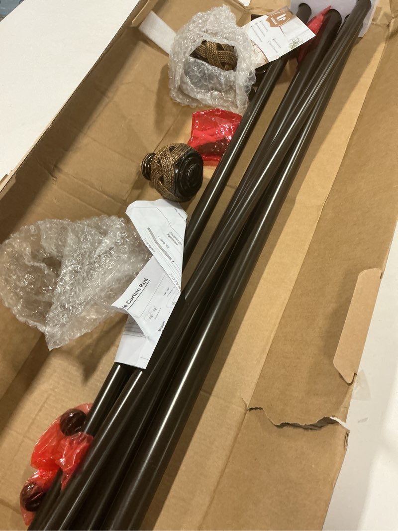 Condition photo showing Good Condition for 1 Inch Double Curtain Rods 72 to 144 Inches (6 to 12 ft), USFOOK Bronze Drapery Rods for Windows 69 