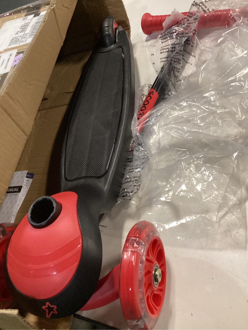 Condition photo showing Good Condition for (different colors ) 3 wheel scooter for kids, smooth light up led front wheels, wide anti slip deck, rear foot brake, easy lean to steer maneuvering, indoor & outdoor ride on toys for ages 2 up, army