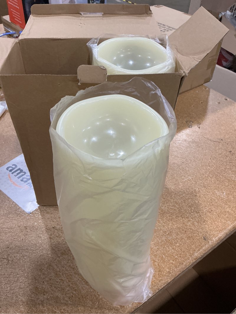 Condition photo showing Good Condition for nurada large outdoor solar candles waterproof - 12" x 5" rechargeable solar powered flameless led pillar flickering candle for patio porch lanterns decor - ivory set of 2 ivory 12" x 5" (set of 2)