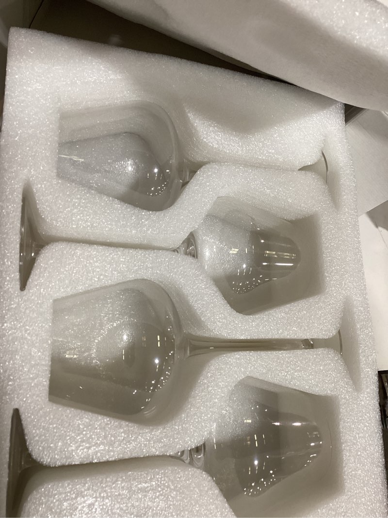 Condition photo showing Good Condition for wine glasses set of 4, 18oz large crystal red wine glasses, hand blown vintage wine glasses with thin rim, large bowl, long stem, gifts for wedding, housewarming, birthday 18.0 fluid ounces 4