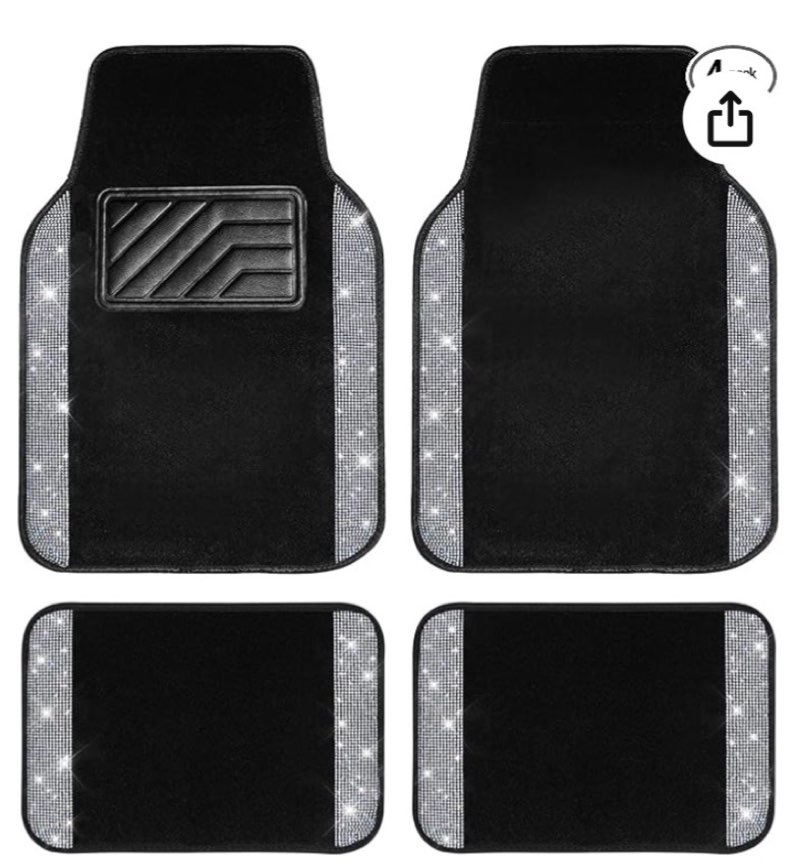 NBTEPEM Multicolor Bling Car Floor Mats Full Set, Rhinestone Carpet Universal Fit Most Cars,SUV, Tru