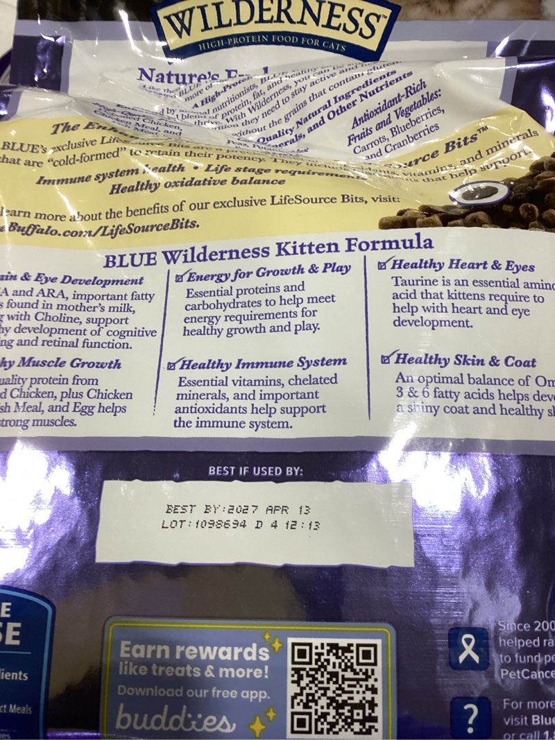 Condition photo showing As Is for Blue Buffalo Wilderness Natural Kitten Dry Cat Food, with DHA and ARA to Support Brain and Eye Development, High-Protein and Grain-Free Diet, Chicken, 5-lb. Bag