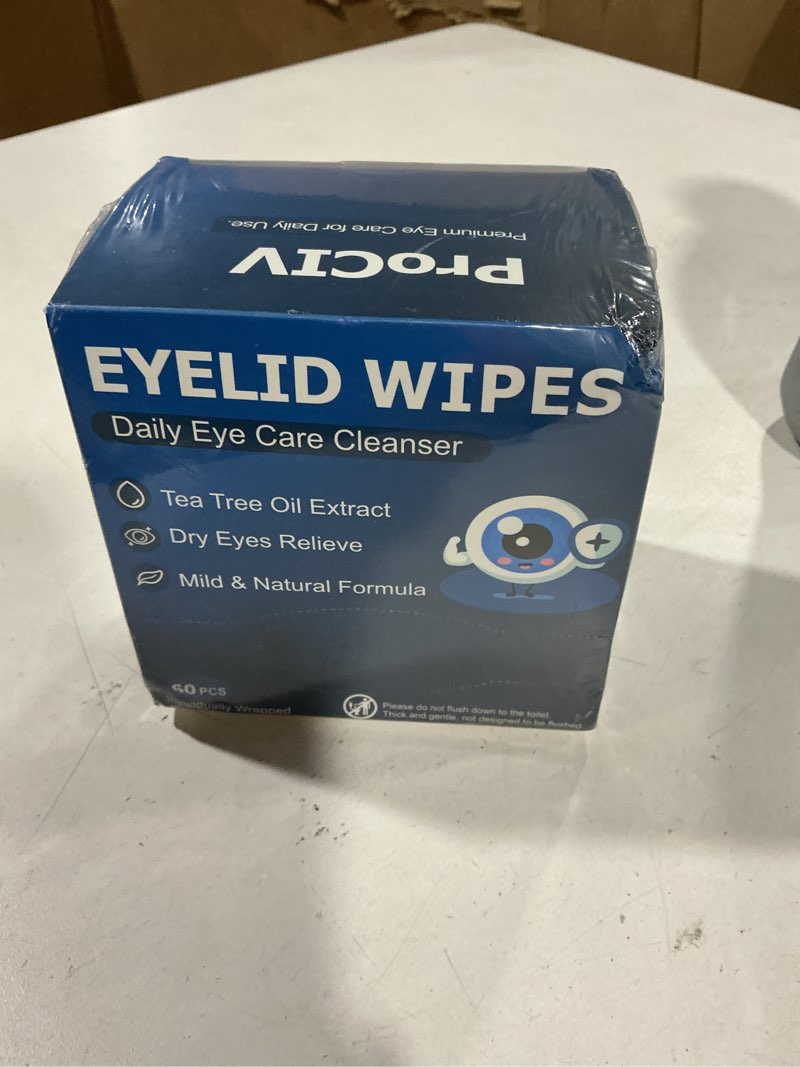 Condition photo showing New/Like New for 60pcs tea tree oil eyelid wipes for dry eyes & blepharitis, soothe & clean | individually wrapped & travel essentials, pre-moistened eyelid cleansing wipes, daily eye care, mild formula & biodegradable