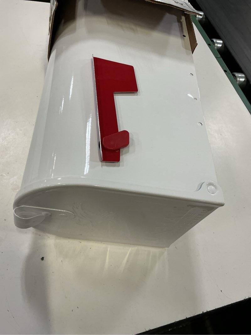 Condition photo showing Good Condition for architectural mailboxes elite classic galvanized steel post mount white mailbox