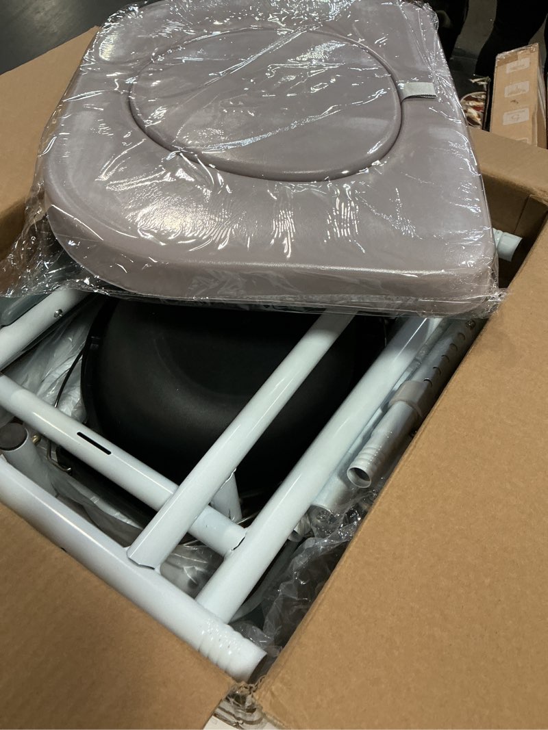 Condition photo showing Good Condition for Adjustable Medical Bedside Commode Chair with Padded Backrest, Height Adjustable, Drop Arm Support