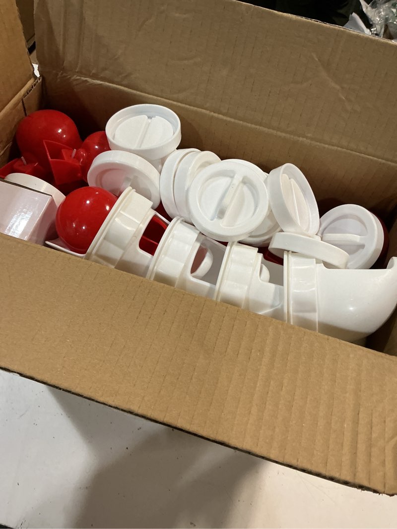 Condition photo showing New/Like New for 24 pcs chicken feeder kit and 24 pcs water cup kit, gravity poultry waterer cup and poultry feeder port set with hole saw and sealing tape, chicken feeder no waste for duck bird quail