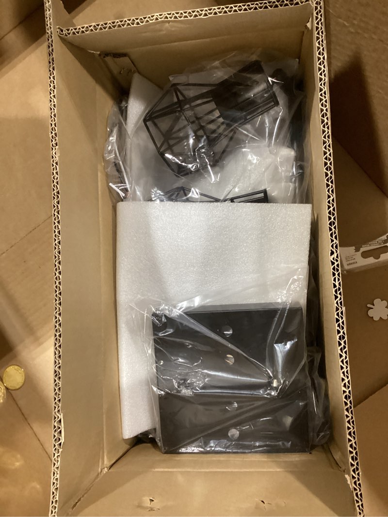 Condition photo showing Good Condition for black track lighting fixtures ceiling,6-light farmhouse track lighting with metal cage design – kitchen lights ceiling mount for kitchen, living room, dining room (e26 base)