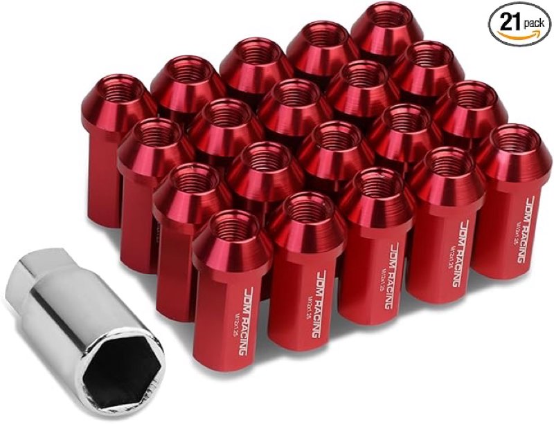 DNA Motoring M12x1.25 Aluminum Lug Nuts, 20 Pcs of 19mm Hex Closed End Lug Nut for Aftermarket Wheel