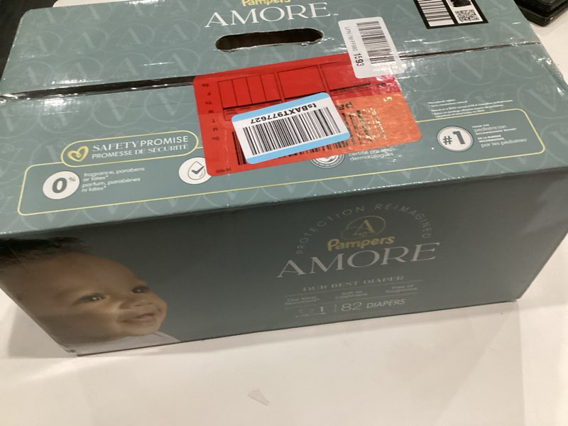 Condition photo showing New/Like New for pampers amore, size 1 (8-14 lbs), 82 count, our best diaper – hypoallergenic & fragrance free, up to 100% leakproof, soft as cashmere size 1 82