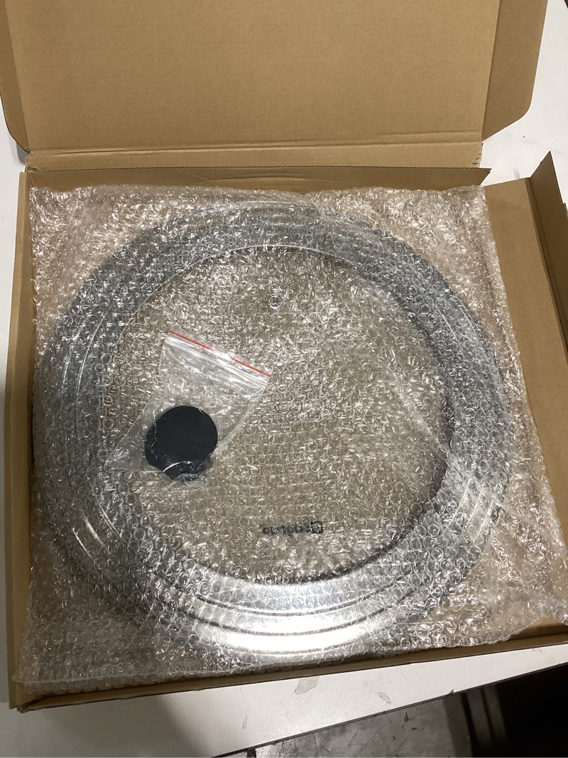 Condition photo showing Good Condition for universal lid for pots and pans, fits 11", 12" & 13" diameter cookware, replacement stainless steel skillets lids, heat resistant frying pan lid, dishwasher safe