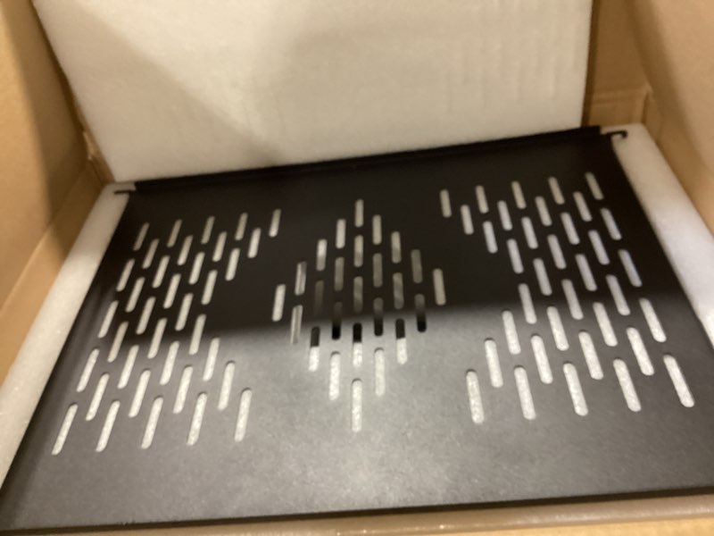 Condition photo showing Good Condition for riveco 2 pcs 2u rack shelves 14 inch depth, rack mount vented cantilevers for server 19" server racks & network cabinets black