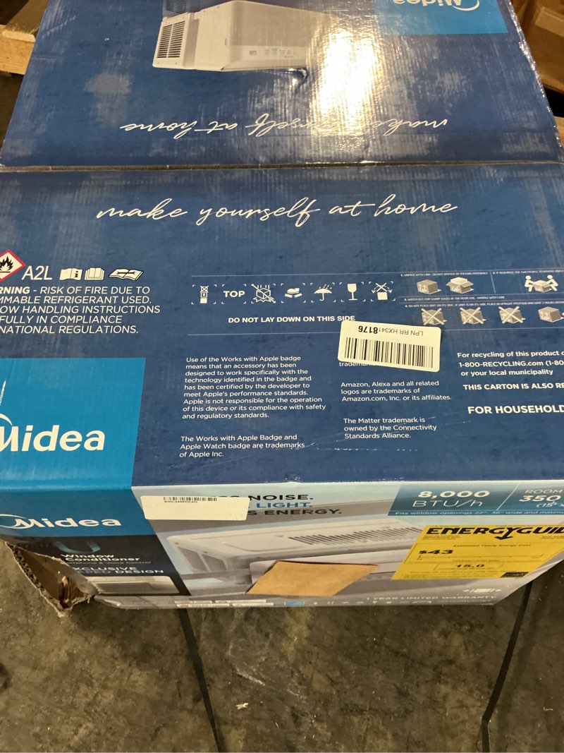 Condition photo showing Good Condition for midea 8,000 btu u shaped smart inverter window air conditioner - cools 350 sq ft, ultra quiet with open window operation - alexa/google assistant compatible, 37% energy savings, remote (2026 edition)