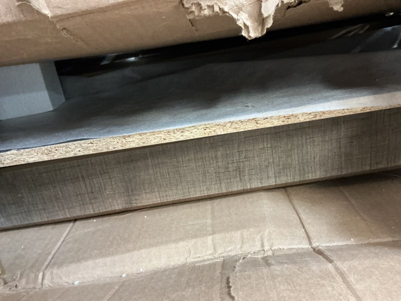 Condition photo showing As Is for Signature Design by Ashley Trinell Rustic Panel Headboard, King/California, Warm Brown King/Cal King