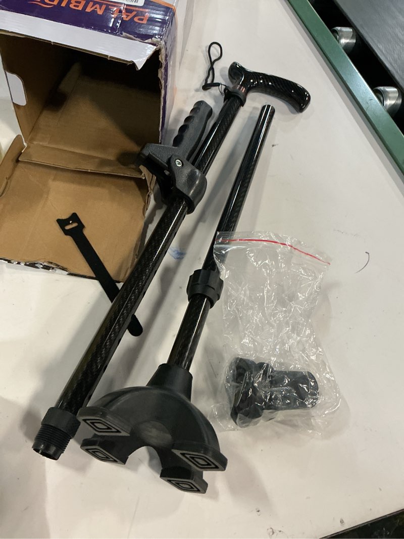 Condition photo showing As Is for Carbon Fiber Walking Cane for Seniors - Lightweight Adjustable Mobility Cane with Ergonomic Assist Handle & Grip for Elderly Men and Women Medium Size Base(37.4")