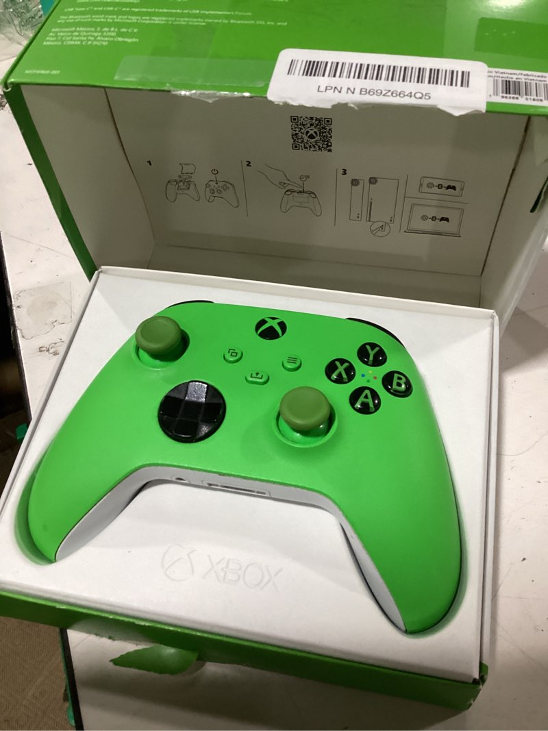 Condition photo showing As Is for xbox wireless gaming controller (2025) – velocity green – play on, windows, android, ios, firetv sticks, smart tvs, vr headsets