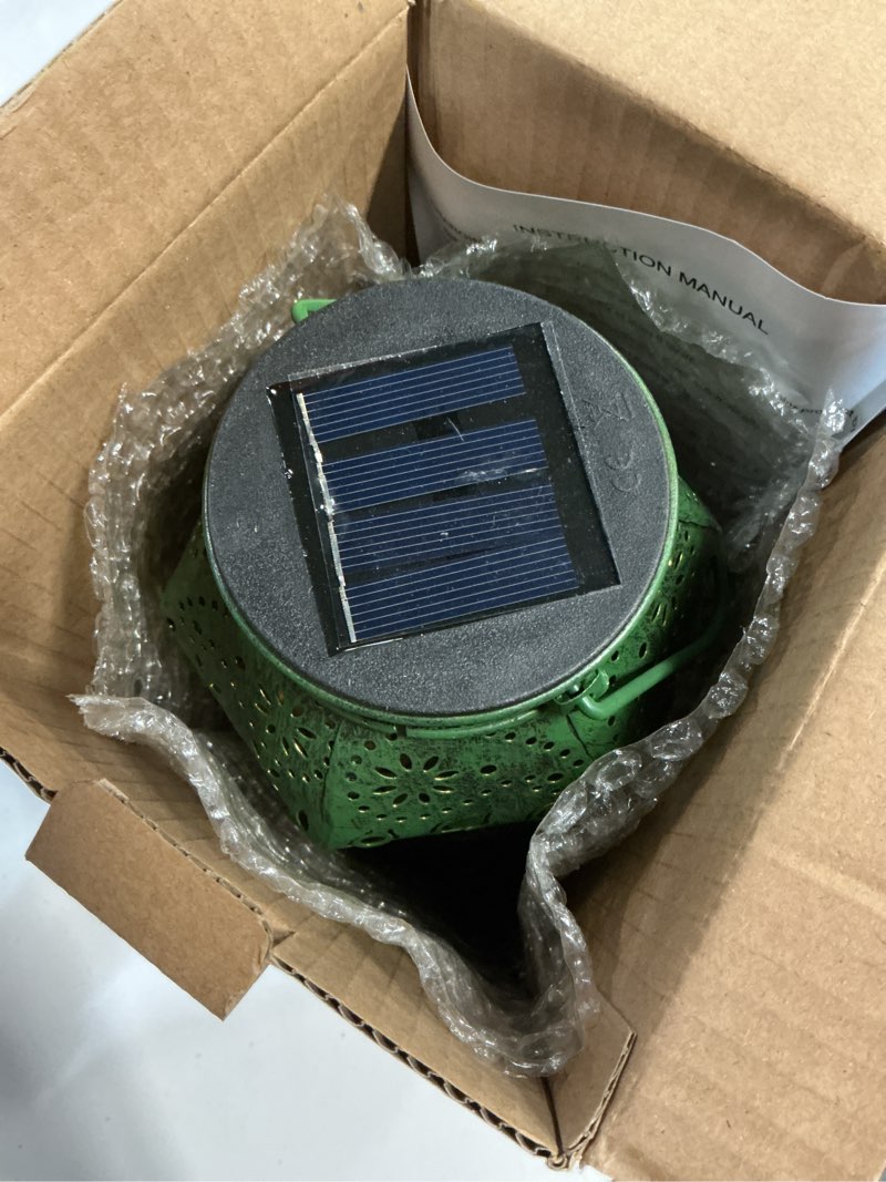 Condition photo showing New/Like New for Solar Hanging Lantern Outdoor Waterproof,Green Peacock Big Metal Solar Lantern Decorative Lights for Garden Yard Patio Proch Tree Decor (1 Pack) Green-1 PACK