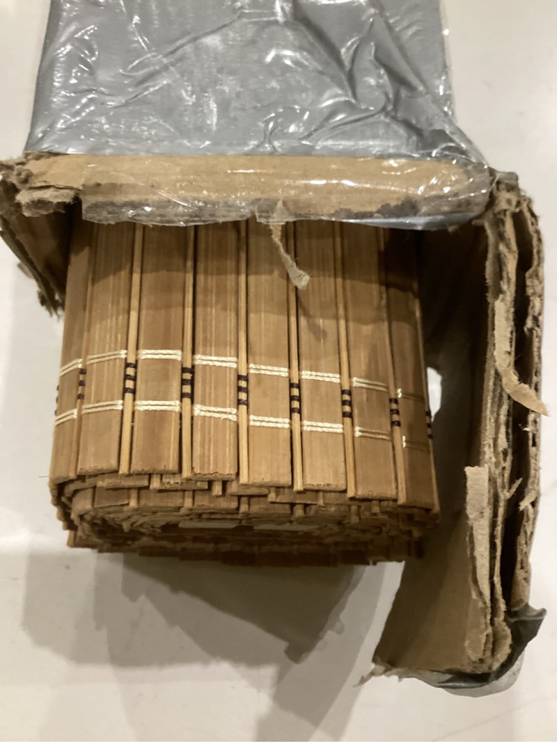 Condition photo showing Good Condition for LazBlinds Cordless Bamboo Blinds, Bamboo Roll Up Shades for Windows, Light Filtering Wood Window Blinds for Indoor Home- Size: 38" W x 72'' H, Brown206 Brown206 38" W x 72'' H