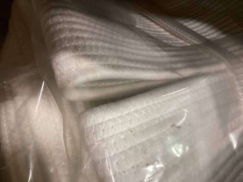 Condition photo showing Good Condition for Large Storage Baskets for Organizing Shelves, Woven Cotton Rope Bins for Baby Nursery Organization, Book Toy Towel Organizer, 17"x13"x9.5", 3 Packs, Off White Off White 17"(L)x13"(W)x9.5"(H)