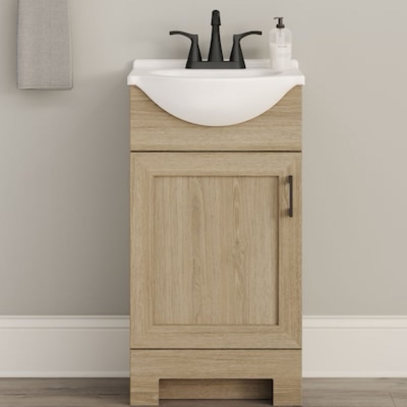 project source euro 18-in sandstone single sink bathroom vanity with white cultured