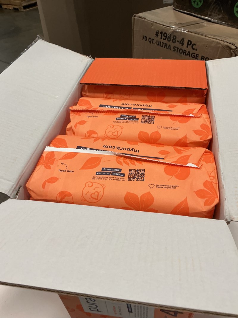 Condition photo showing New/Like New for pura size 4 eco-friendly diapers (18-31 lbs) hypoallergenic, soft organic cotton, sustainable, up to 12 hours leak protection, allergy uk, recyclable packaging, 6 packs of 22 (132 diapers) size 4 (132 diapers)