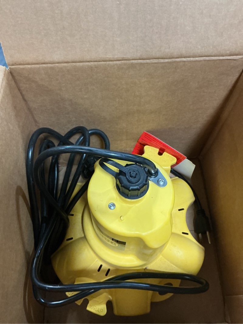 Condition photo showing As Is for wayne - waterbug 1/6 hp 1350 gph submersible pump with multi-flo technology - water removal and transfer pump, yellow waterbug original