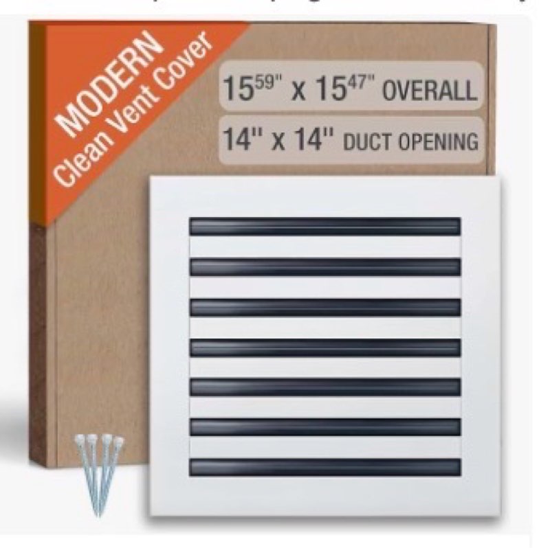 FA-STAR Clean Modern AC Vent Cover 14 x 14 (Duct Opening Cutout) - Decorative White Air Vent - Standard Linear Slot Diffuser - Register Grille for Ceiling, Walls & Floors - All Aluminium 14x14 (White)