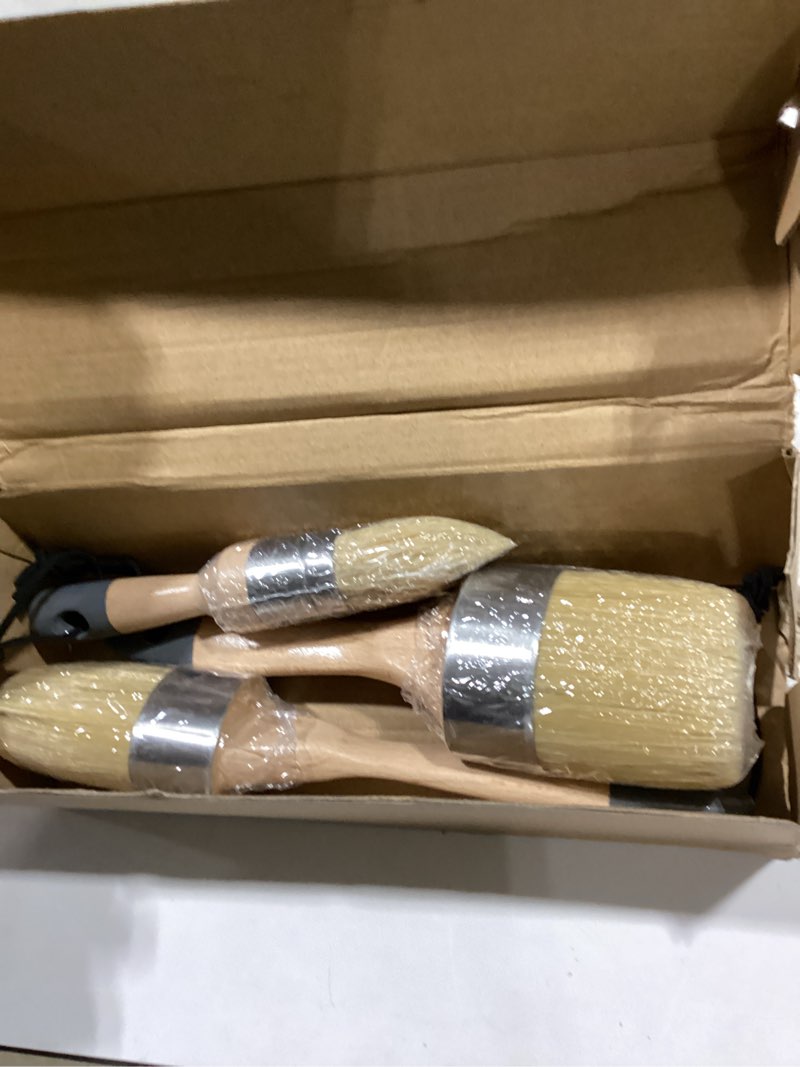 Condition photo showing Good Condition for Similar item Chalk Wax Paint Brush 4PCs Set Including 3 Small for Furniture Painting and 1 Large Bristle Paint Brushes Set Compatible with Annie Sloan Paint, Fusion Mineral Paint