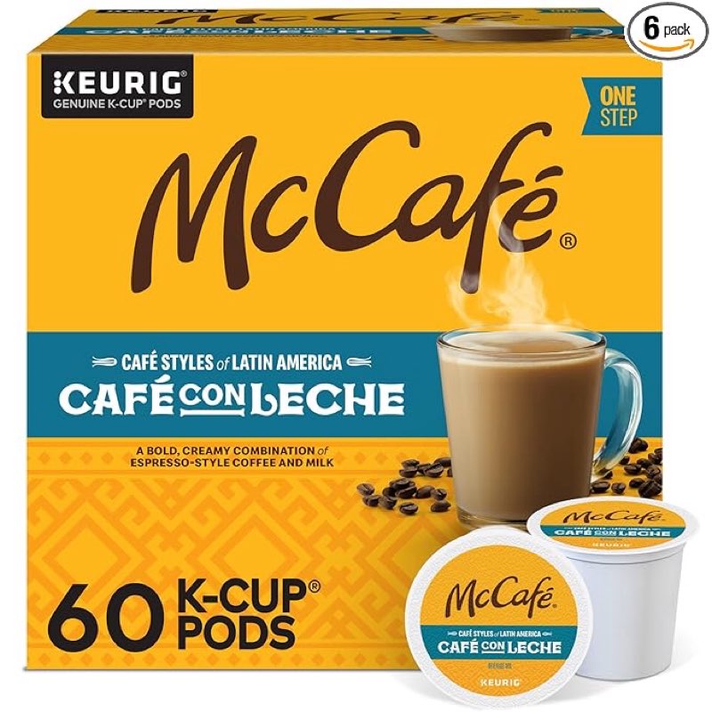 (by 03-15-2026) mccafe cafe styles of latin america cafe con leche, keurig single serve k-cup coffee pods, 60 count (6 packs of 10)
