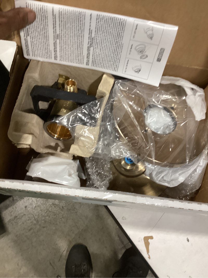 Condition photo showing As Is for Delta Nicoli 14 Series H2Okinetic Shower Faucet Set, Brushed Gold Shower Head and Handle Set, Valve Trim Kit, Champagne Bronze 142749-CZ (Shower Valve Included)