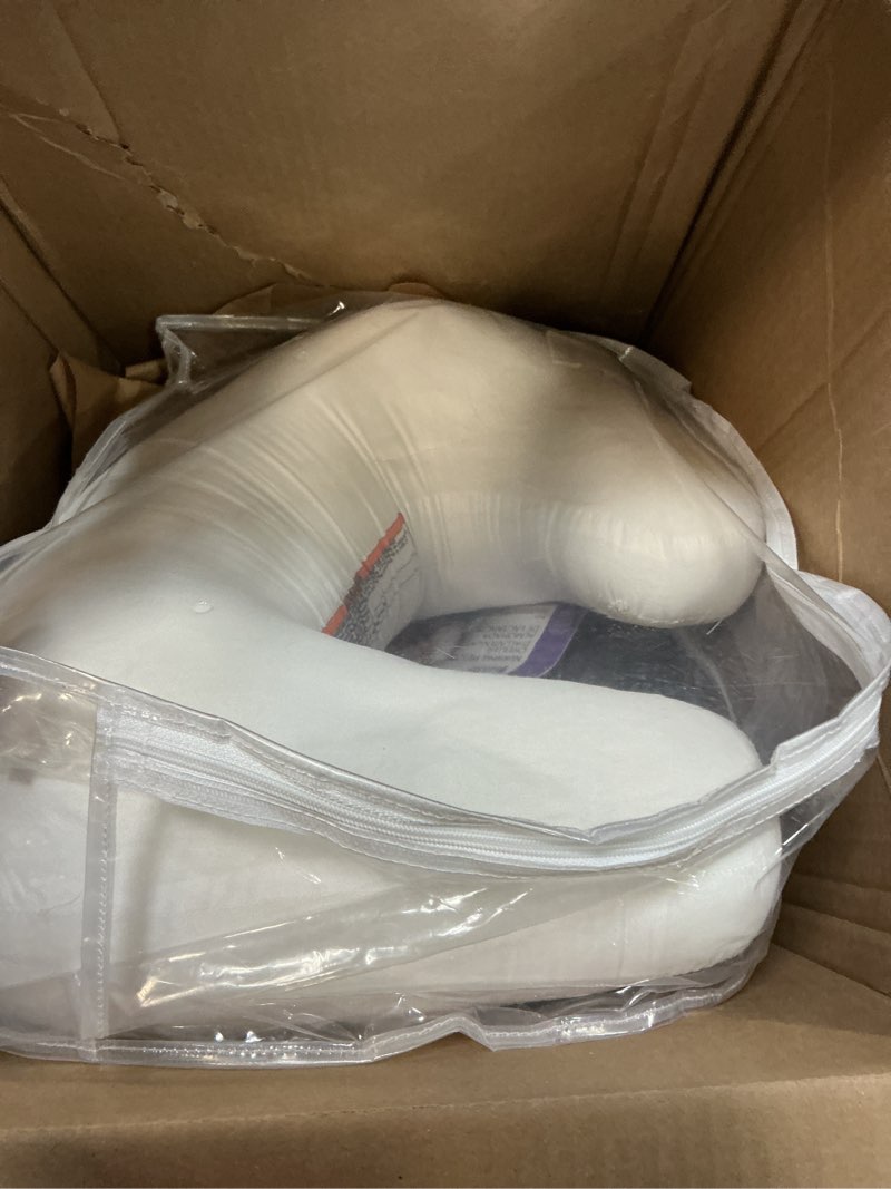 Condition photo showing As Is for Boppy Nursing Pillow - Ergonomic Bottle & Breastfeeding Pillow with High, Firm, Large Area, Water-Repellent Cushion with Washable Cover; Baby Safety Alliance Verified - Gray Gentle Leaves New Nursing Pillow Gray Gentle Leaves
