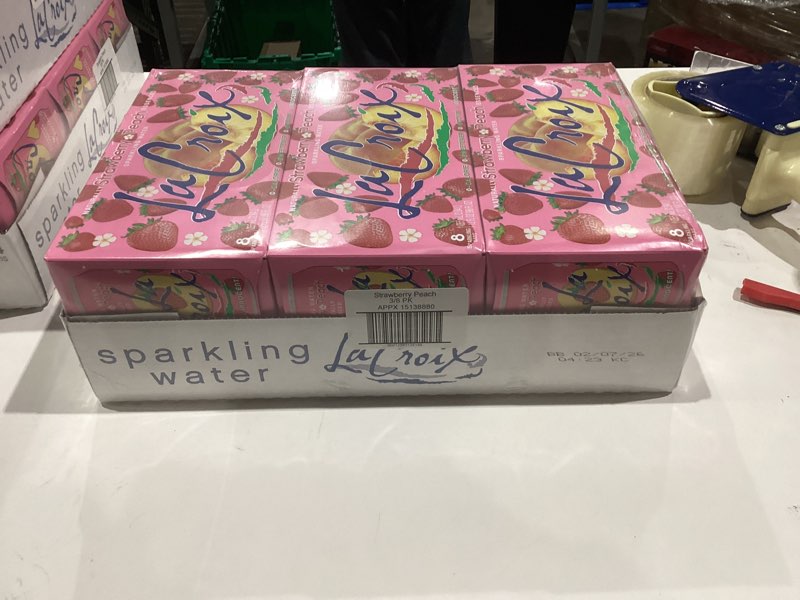 Condition photo showing New/Like New for La Croix Sparkling Water, Strawberry Peach, 12 Fl Oz (3 pack of 8)