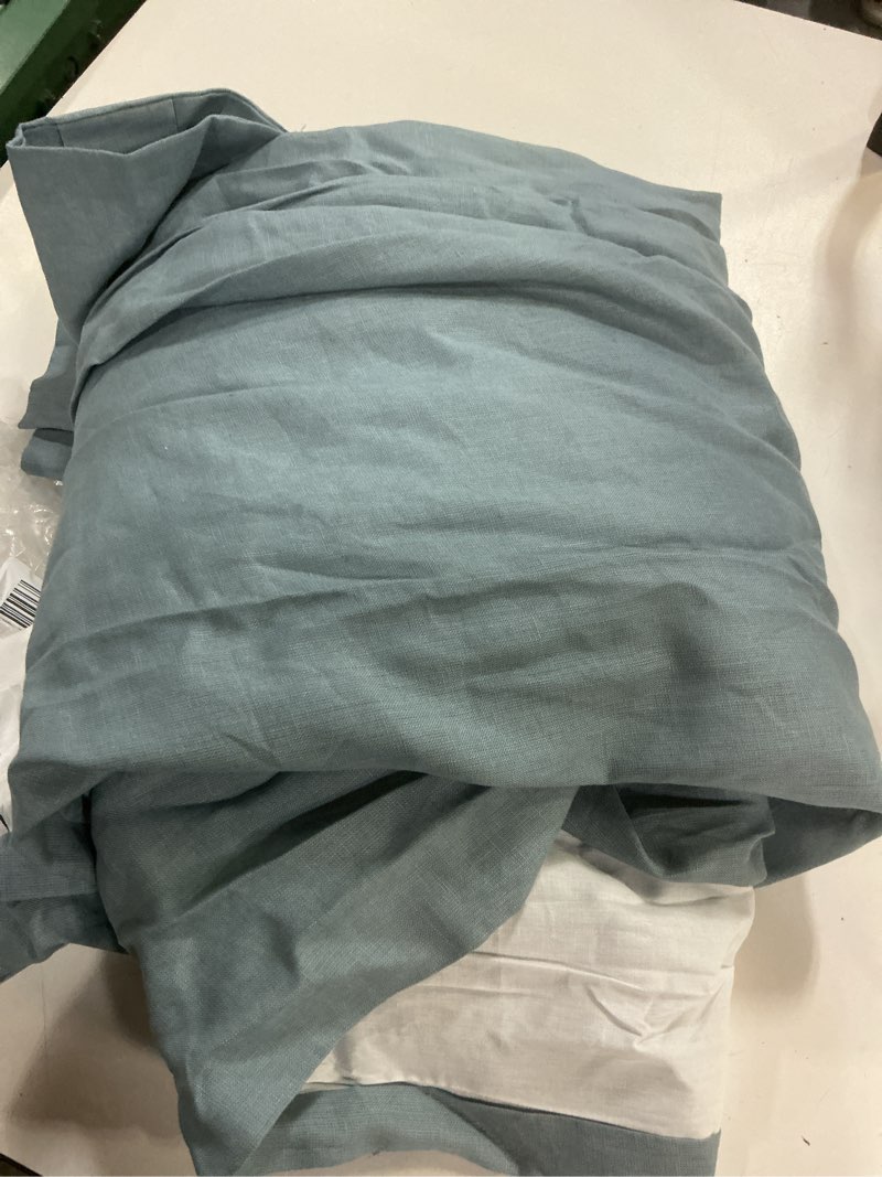 Condition photo showing Good Condition for quince, european linen room darkening curtain - single panel/48”x108/ligth blue
