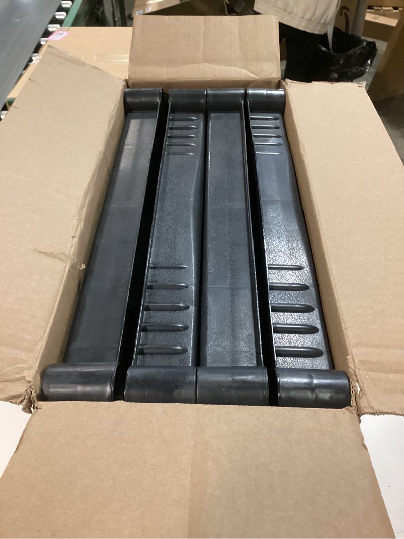 Condition photo showing As Is for Plano 4-Shelf Plastic Storage Shelves, 48” x 23” x 14”, 200lb Capacity, Pantry, Office, Closet and Garage Shelves, Easy to Assemble, Durable Plastic Shelving Unit