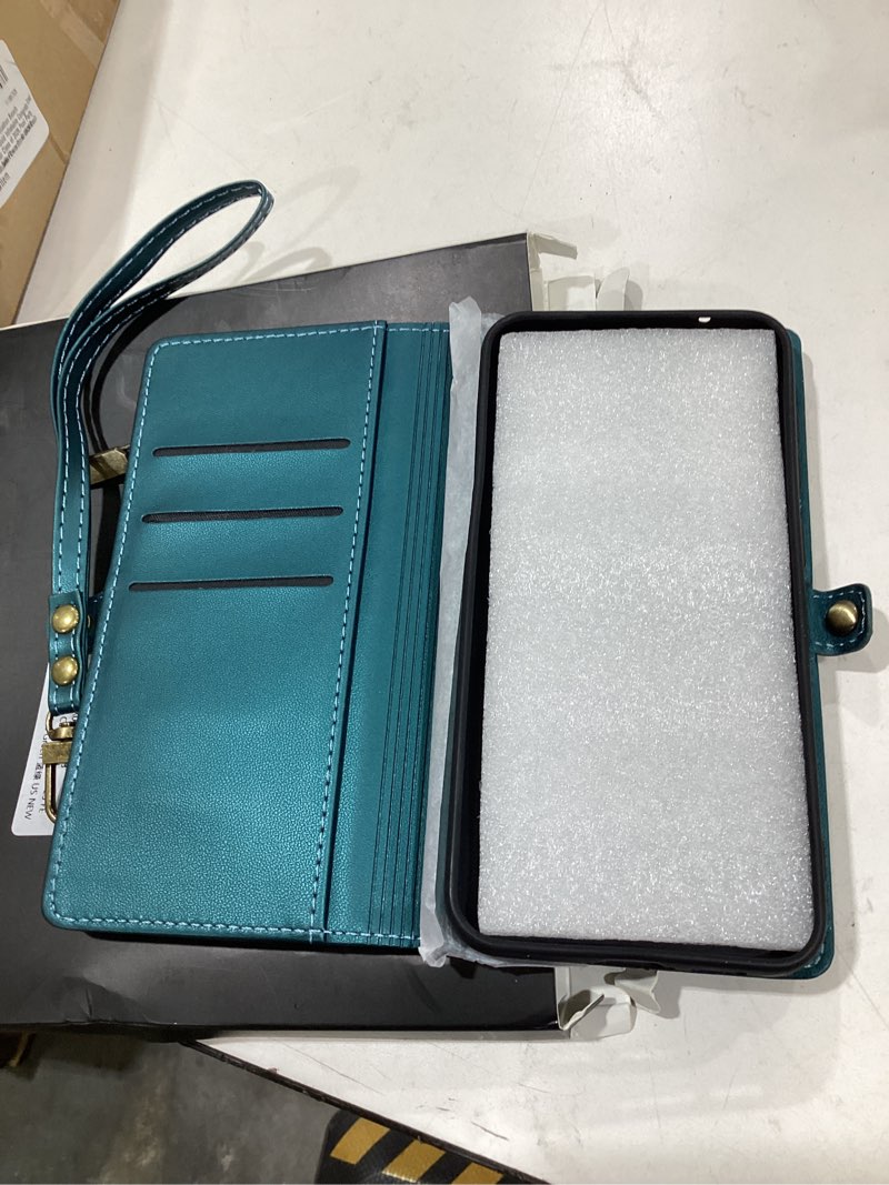 Condition photo showing New/Like New for defencase for galaxy s23 fe 5g case, ?rfid blocking? for samsung galaxy s23 fe 5g case wallet women men with card holder, zipper magnetic flip pu leather for samsung s23 fe 5g phone case, blue green