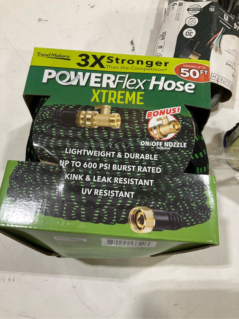 Condition photo showing As Is for flex-able hose flex-able xtreme hose 50ft - kink free, expandable, heavy duty, green garden hose